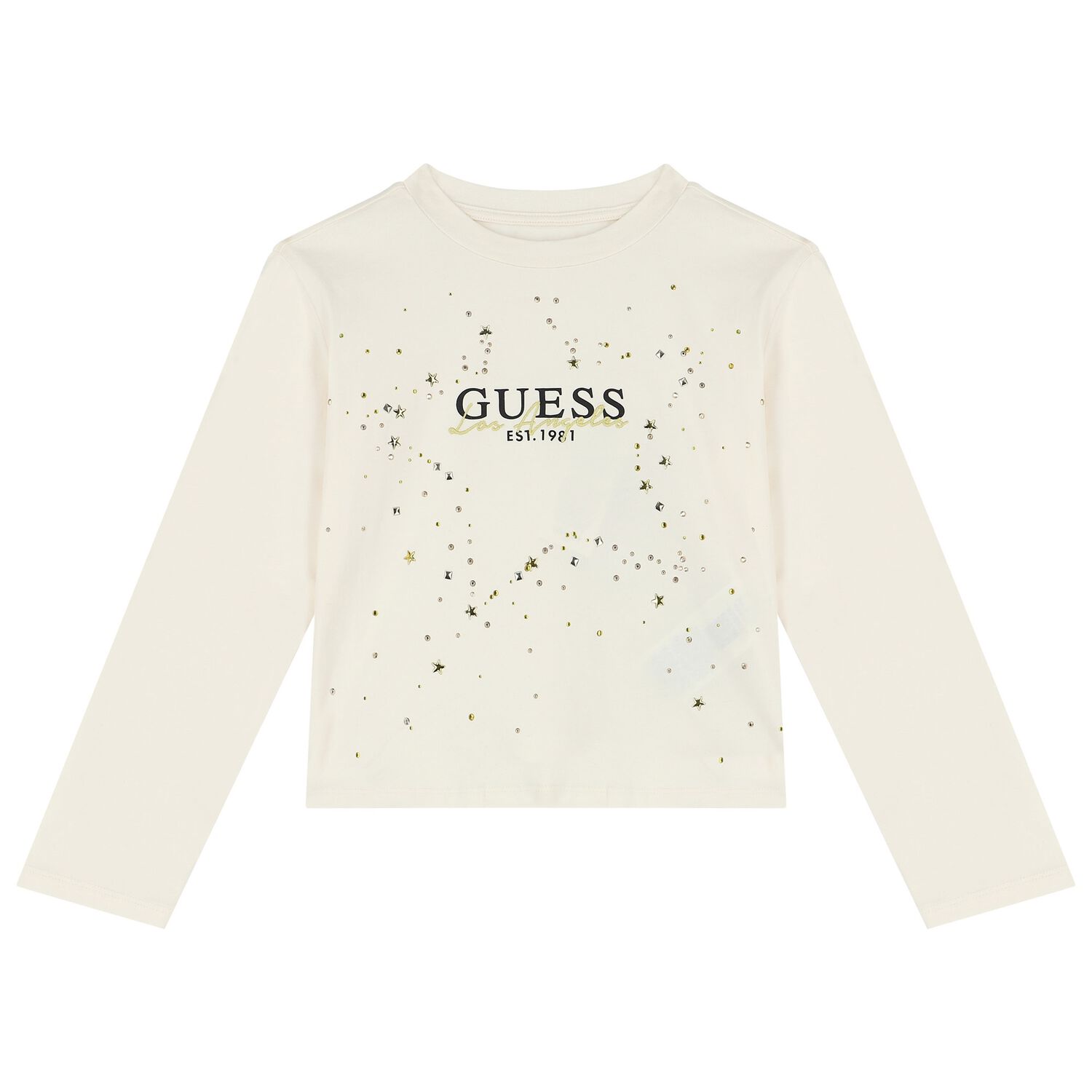 Girls Ivory Logo Long Sleeve Top, 1, hi-res
