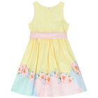 Girls Yellow Floral Dress, 1, hi-res