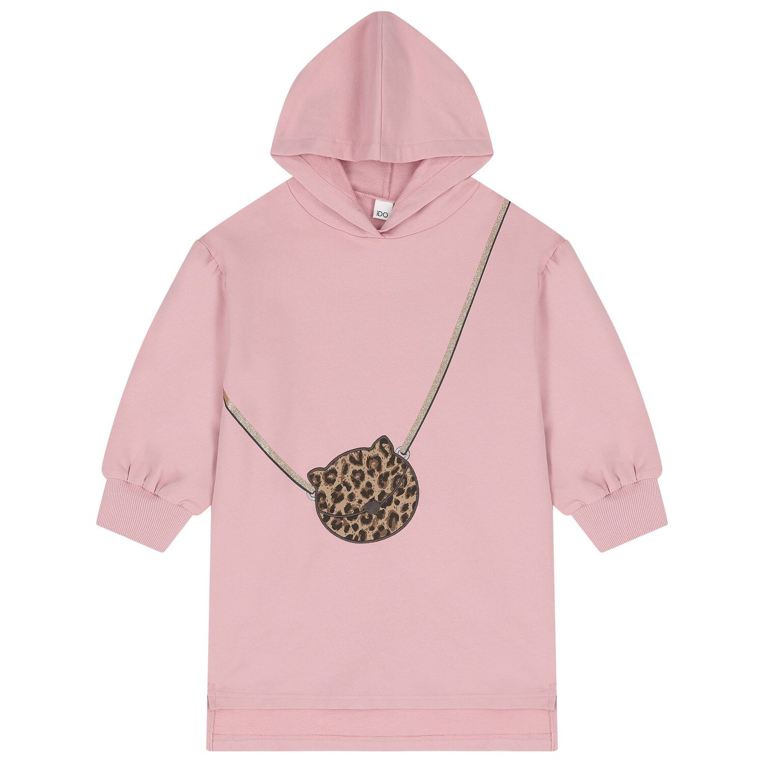 Girls Pink Bag Hooded Dress, 1, hi-res