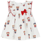 Baby Girls White Teddy Bear Dress Set, 1, hi-res