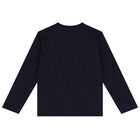 Boys Navy Space Long Sleeve Top, 2, hi-res