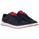 Boys Navy Blue & Red Logo Trainers, 1, hi-res