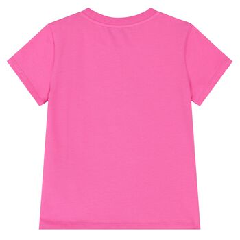 Girls Pink Teddy Bear Logo T-Shirt