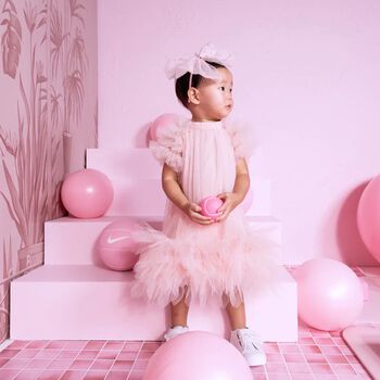 Baby Girls Pink Ruffled Tulle Dress Set