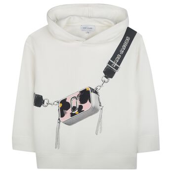 Girls Ivory Logo Bag Hooded Top