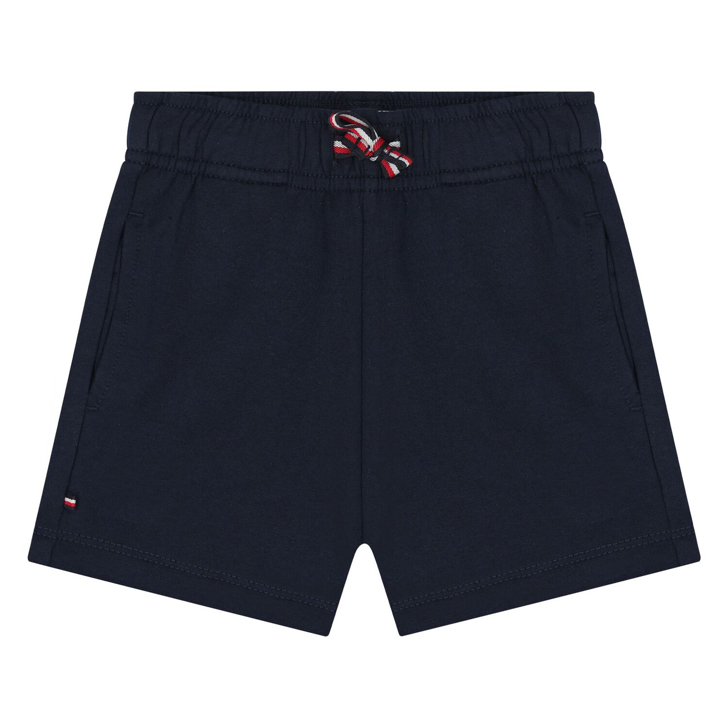 Younger Boys White & Navy Cotton Shorts Set, 1, hi-res