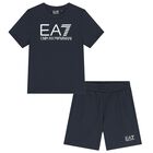 Boys Navy Blue Logo Shorts Set, 3, hi-res
