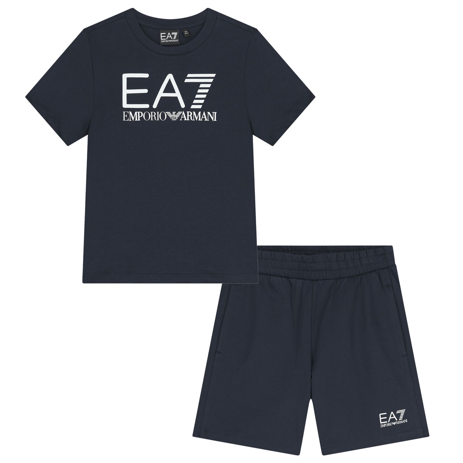 Boys Navy Blue Logo Shorts Set, 3, hi-res