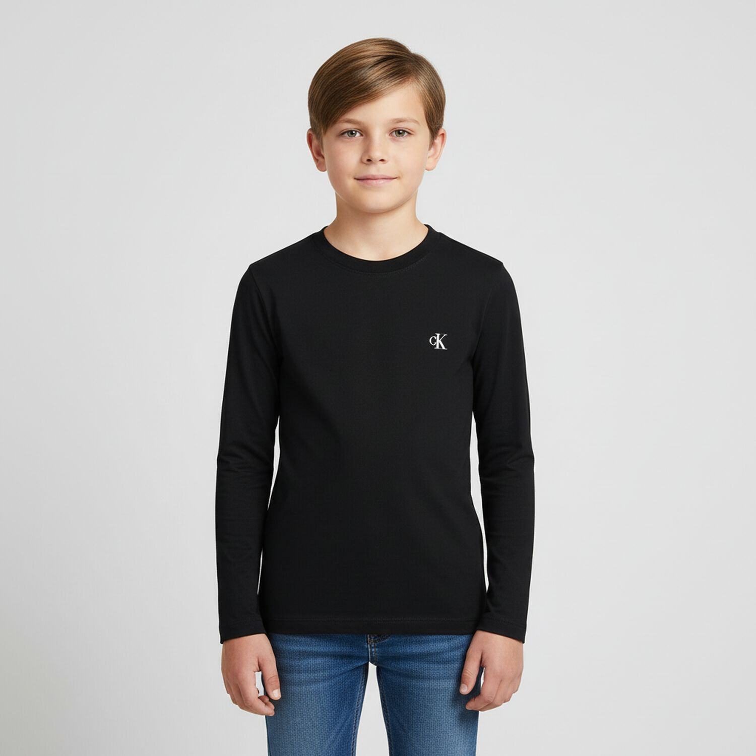 Boys White & Black Logo Long Sleeve Top ( 2 Pack ), 1, hi-res