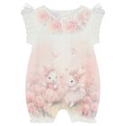 Baby Girls Ivory Bunnies Romper, 1, hi-res