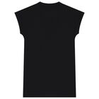 Girls Black Logo Heart Dress, 2, hi-res