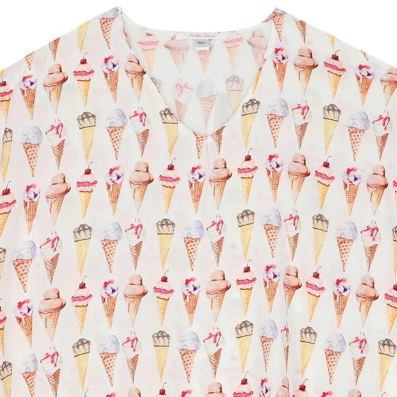 Girls White Ice Cream Kaftan, 1, hi-res