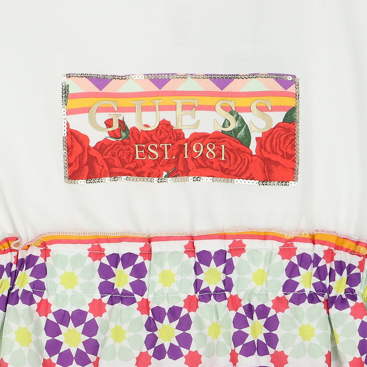 Girls Red & White Floral Dress, 1, hi-res