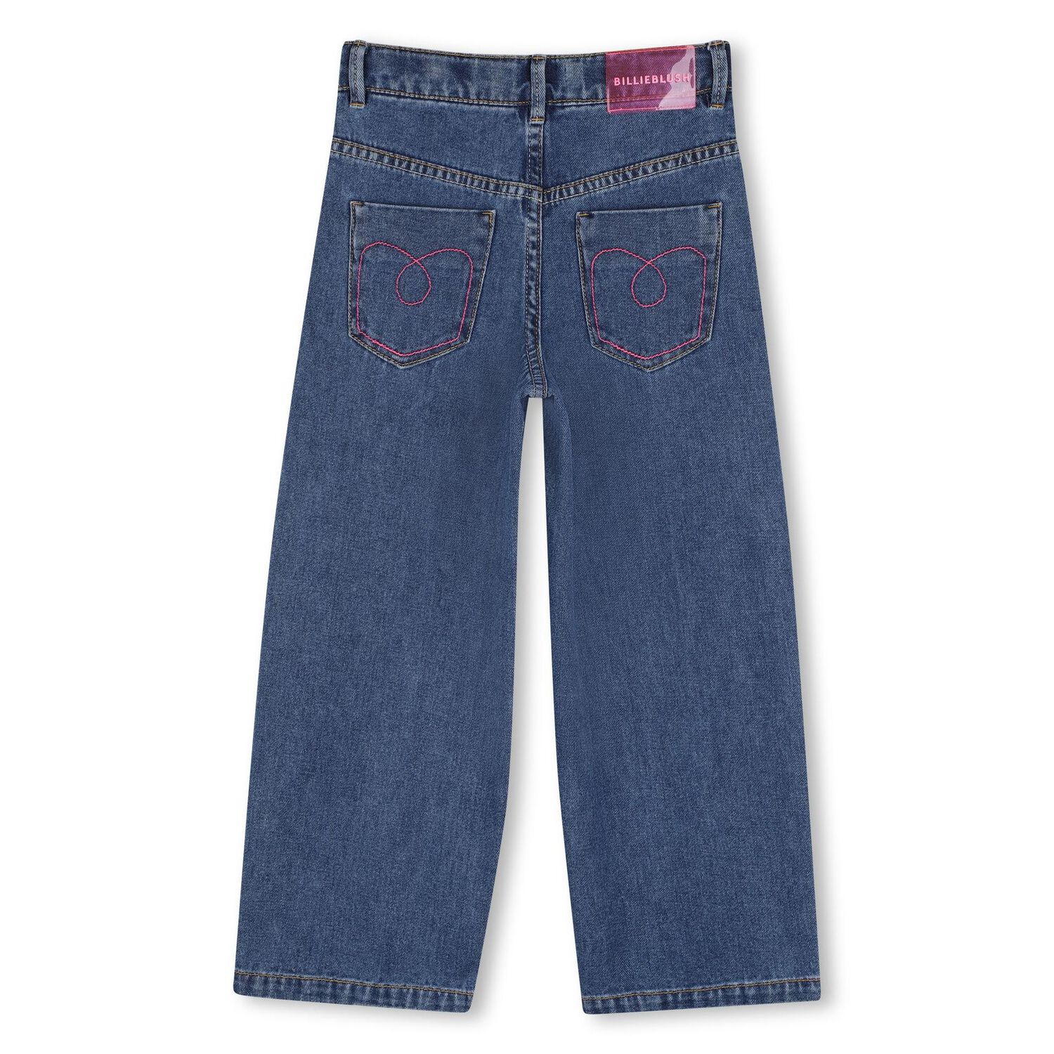 Girls Blue Wide Leg Charm Jeans, 1, hi-res