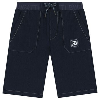 Boys Navy Blue Logo Shorts