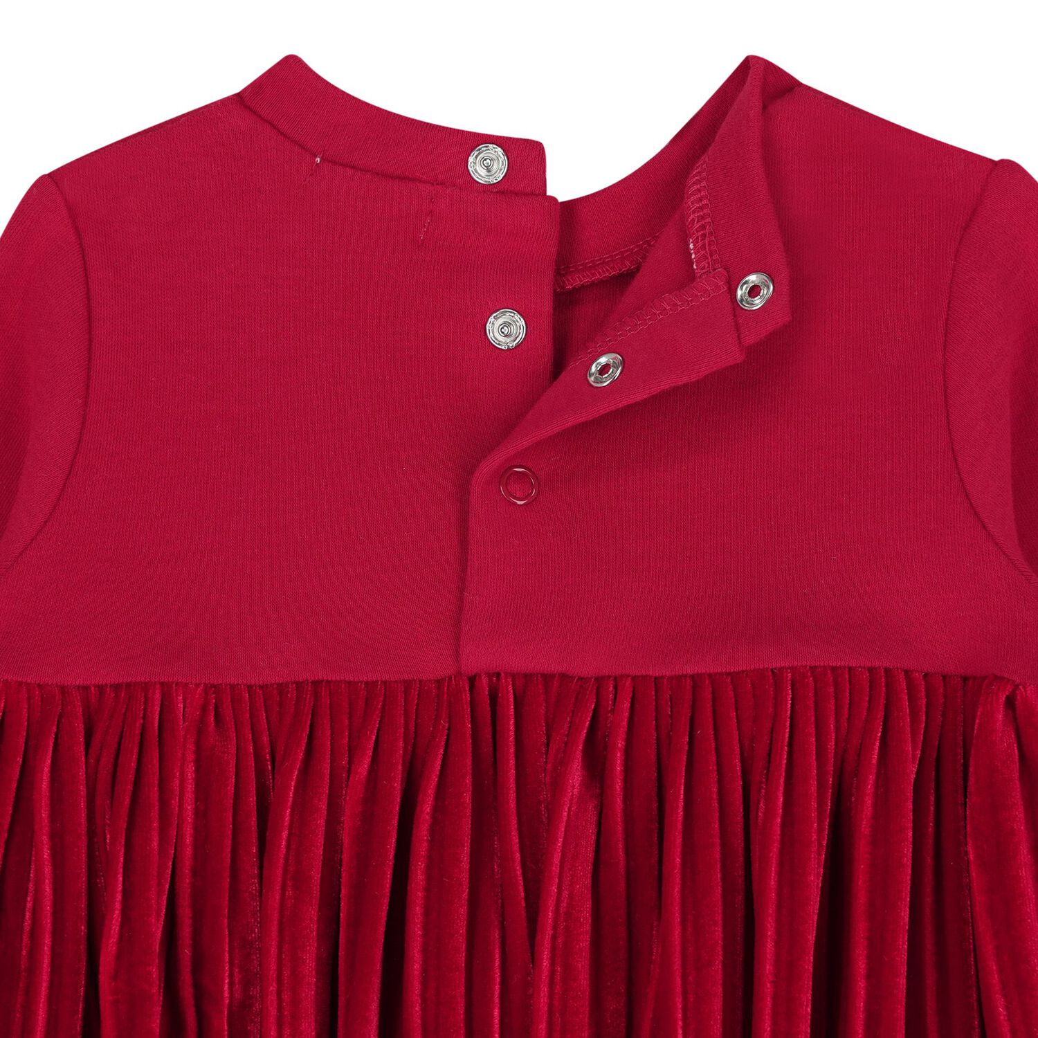 Baby Girls Red Pleated Bodysuit Dress, 2, hi-res