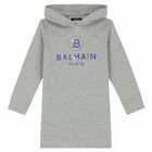 Girls Grey Logo Dress, 1, hi-res