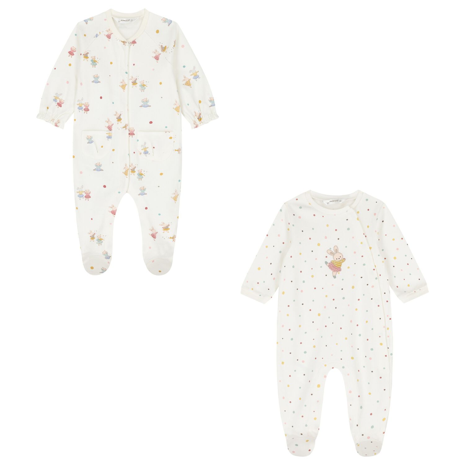 Baby Girls Ivory Babygrows ( 2-Pack ), 1, hi-res