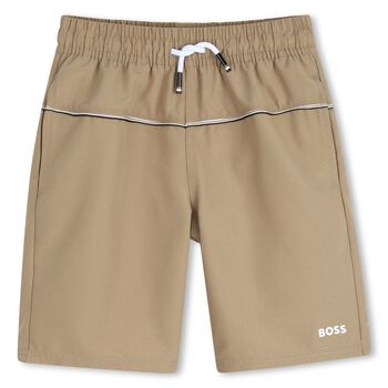 Boys Beige Logo Swim Shorts