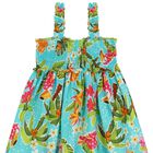 Girls Aqua Floral Dress Set, 3, hi-res