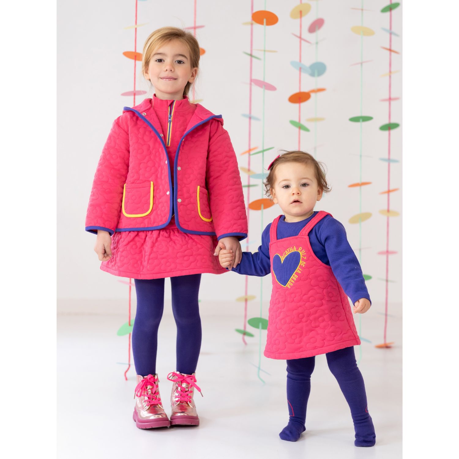 Girls Purple & Pink Heart Dress Set, 1, hi-res