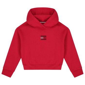 Girls Pink Embellished Logo Hooded Top