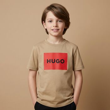 Boys Beige Logo T-Shirt 
