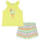 Girls Green & White Shorts Set, 1, hi-res