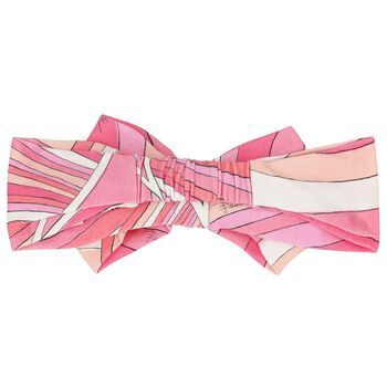 Baby Girls Pink Iride Print Bow Headband