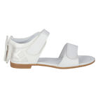 Girls White Bow Sandals, 1, hi-res
