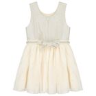 Girls Ivory & Gold Pearl Dress, 1, hi-res