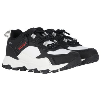 Boys Black & White Logo Trainer