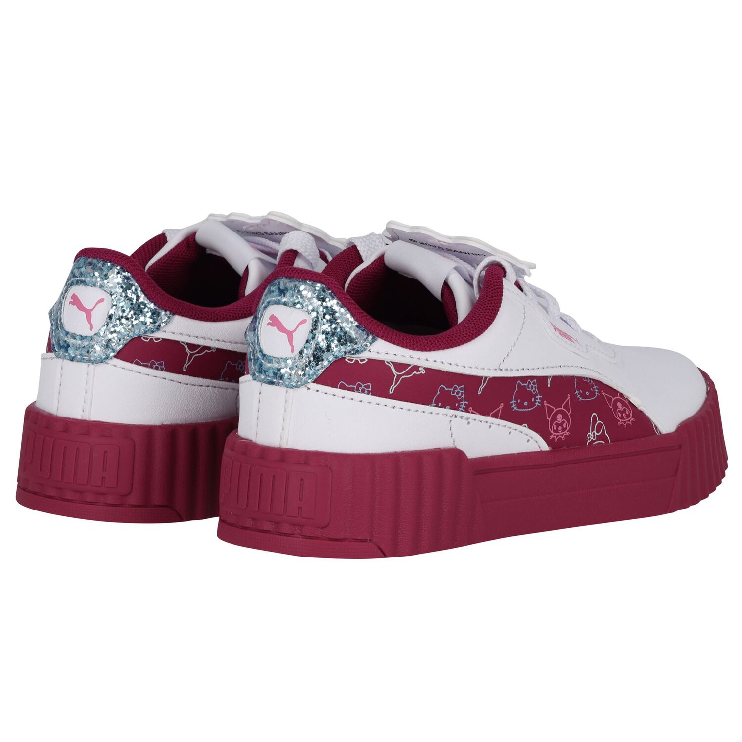 Girls White & Burgundy Hello Kitty Trainers, 1, hi-res