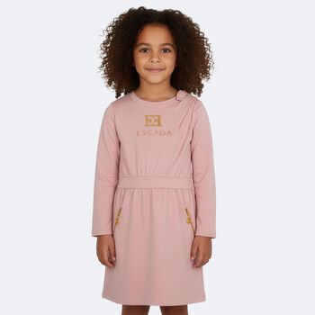 Girls Pink & Gold Logo Dress