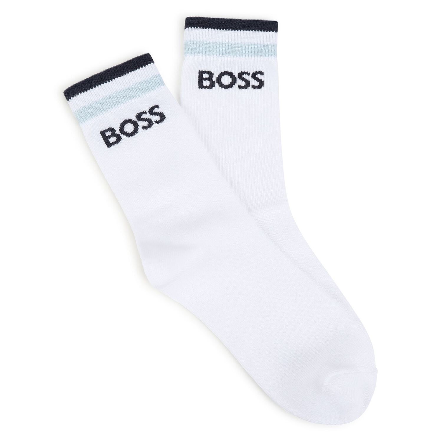 Boys White & Navy Blue Logo Socks ( 2-Pack ), 2, hi-res