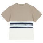 Boys White & Beige Shorts Set, 1, hi-res