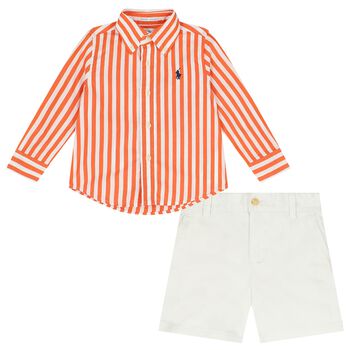 Baby Boys Orange & White Shorts Set