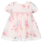 Younger Girls Pink Floral Chiffon Dress, 1, hi-res