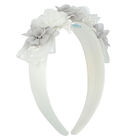 Girls Grey & White Floral Headband, 2, hi-res