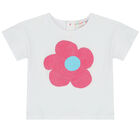 Girls White & Pink Flower Shorts Set, 1, hi-res