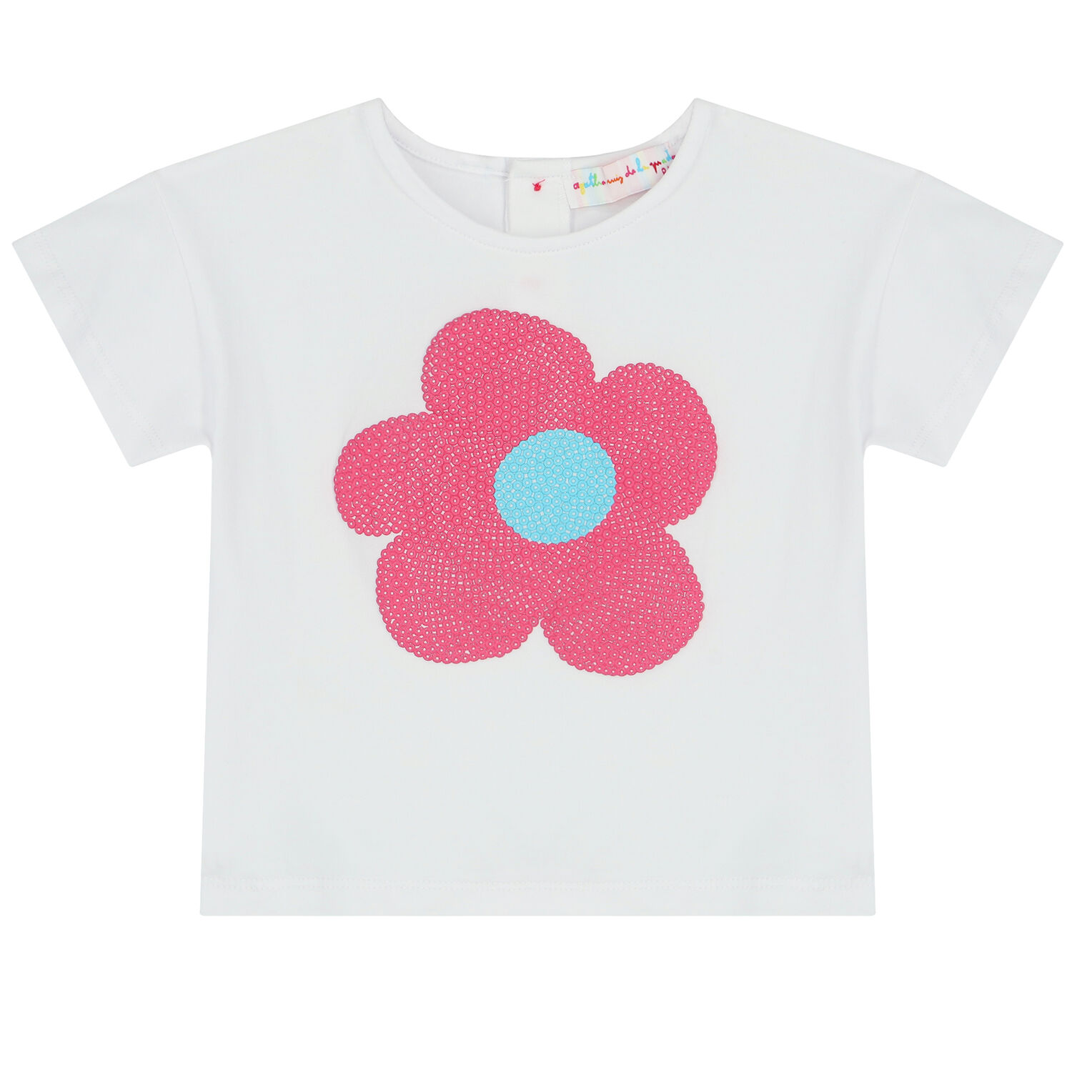 Girls White & Pink Flower Shorts Set, 1, hi-res