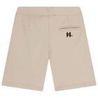Boys Beige Logo Shorts , 1, hi-res