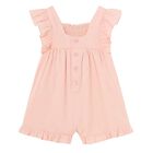 Younger Girls Pink Shirred Playsuit, 1, hi-res