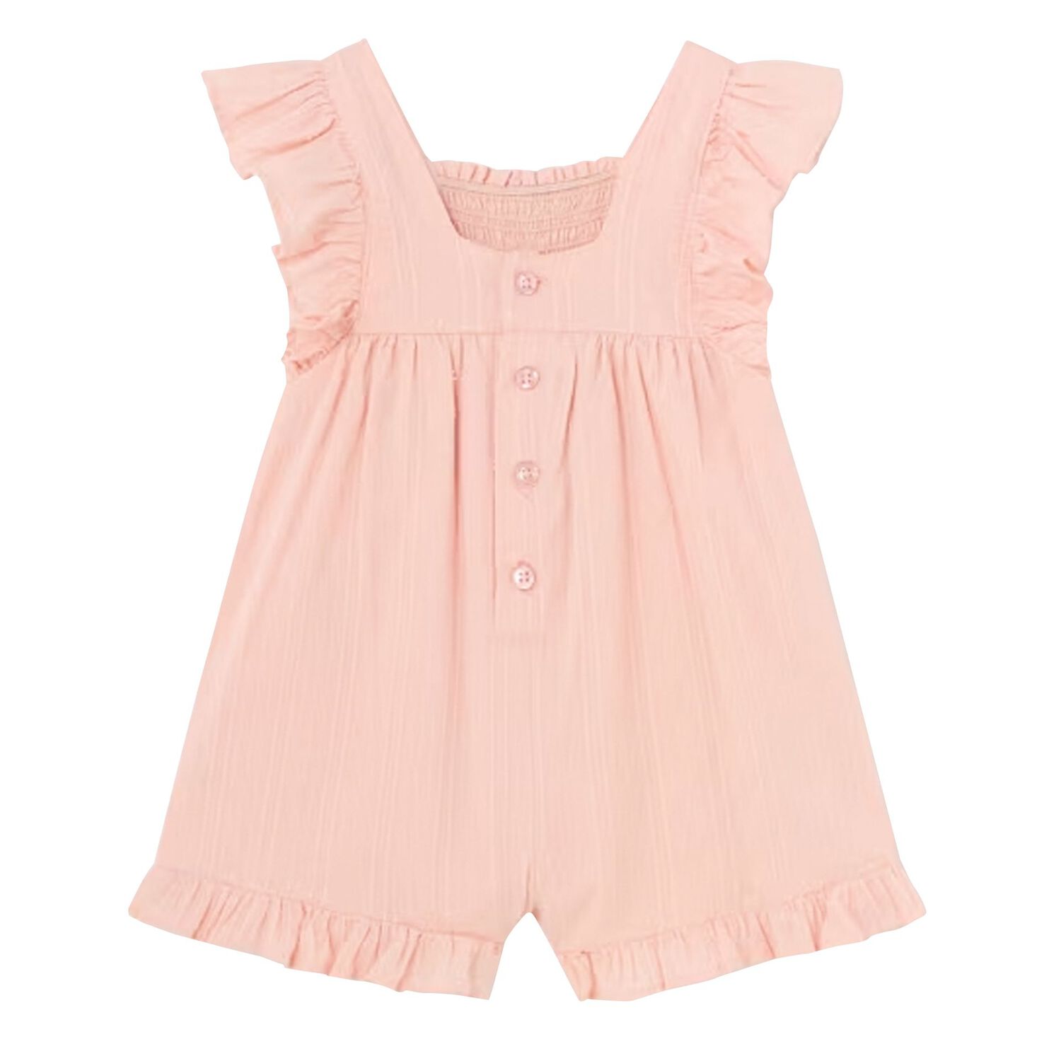 Younger Girls Pink Shirred Playsuit, 1, hi-res image number null