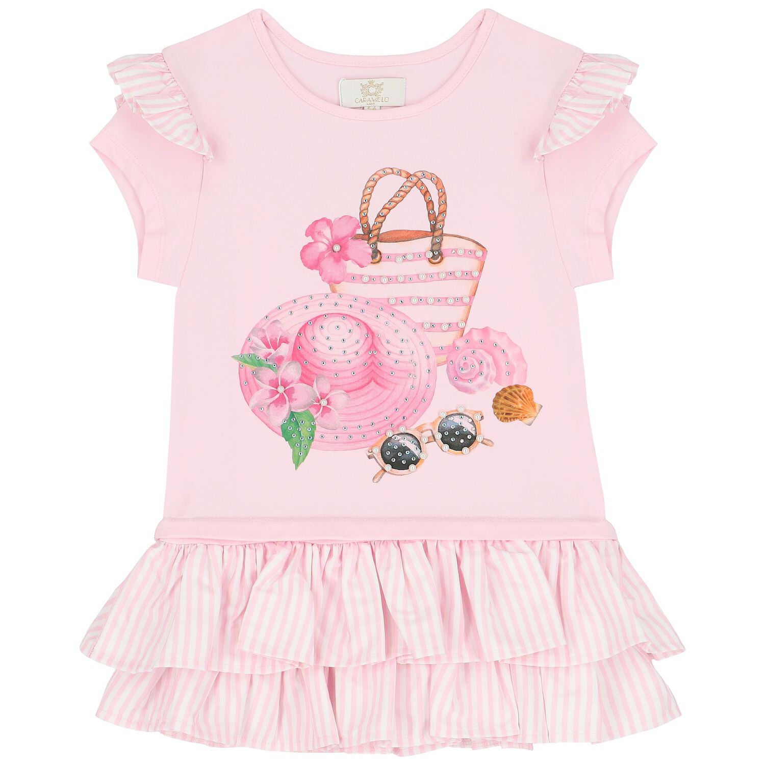 Girls Pink Embellished Leggings Set, 1, hi-res image number null