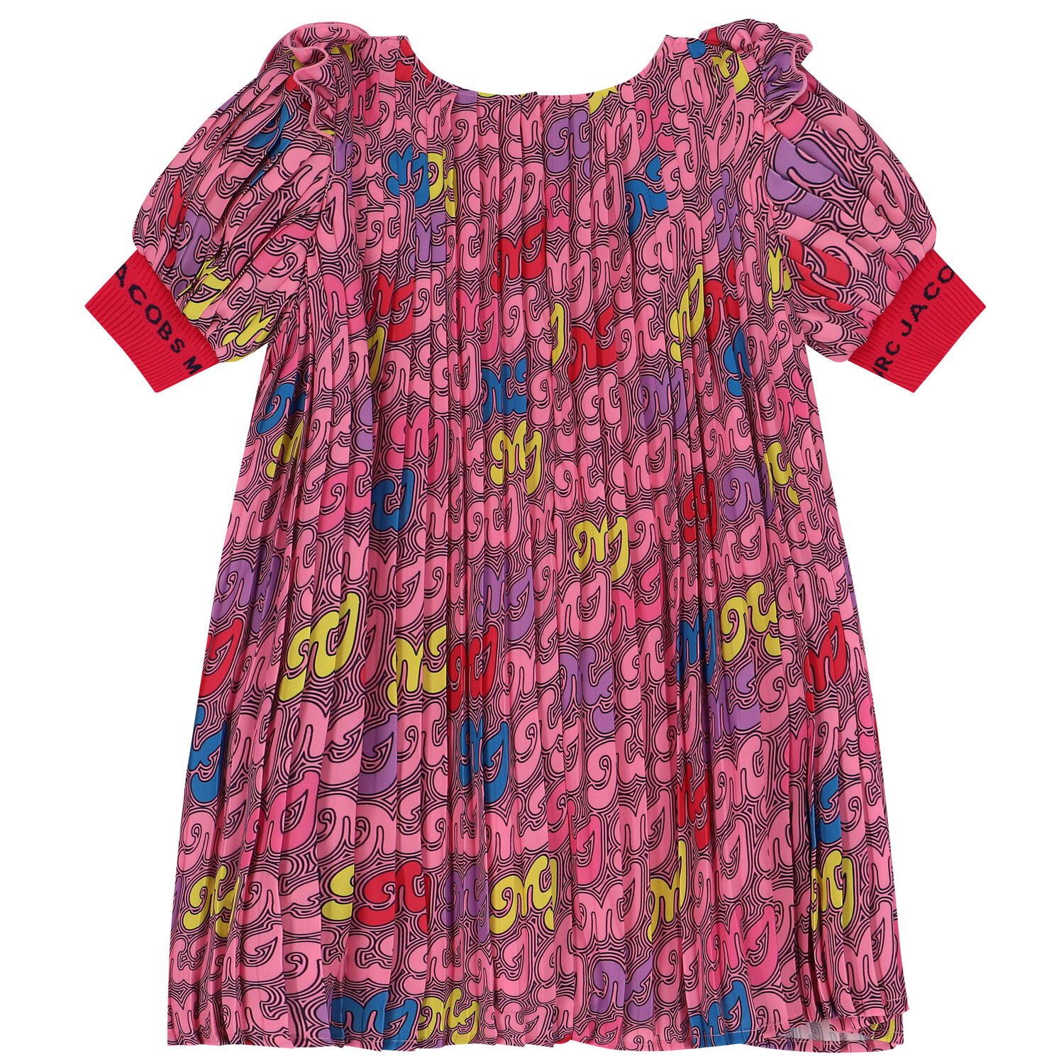 Girls Pink Pleated Logo Dress, 1, hi-res image number null