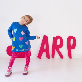 Girls Blue Heart Dress Set