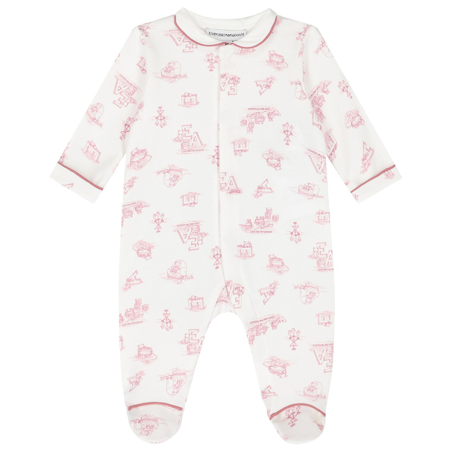 Baby Girls Ivory & Pink Logo Babygrow, 2, hi-res