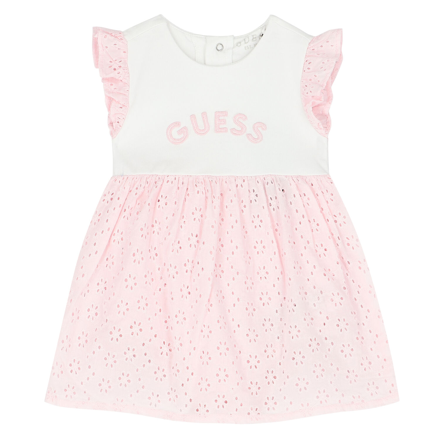 Baby Girls White & Pink Logo Dress, 2, hi-res
