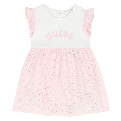 Baby Girls White & Pink Logo Dress